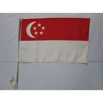 Drapeau de voiture SINGAPOUR 45x30cm - Carflag SINGAPOURIEN 30 x 45 cm