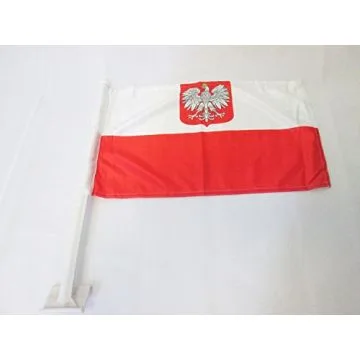 Drapeau de voiture POLOGNE AVEC AIGLE 45x30cm en maille bloquée - Carflag POLONAIS 30 x 45 cm