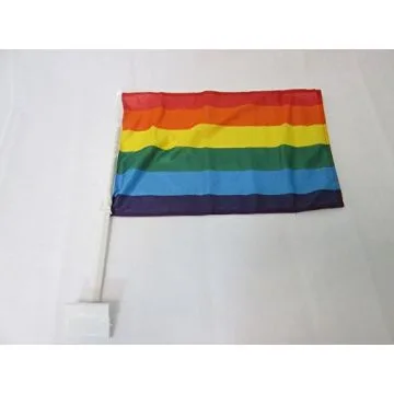 Drapeau de voiture ARC-EN-CIEL 45x30cm en maille bloquée - Carflag GAY - RAINBOW FLAG 30 x 45 cm