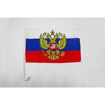 Drapeau de voiture Russie avec aigle 45x30cm - Carflag russe 30 x 45 cm
