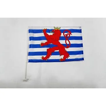 Drapeau de voiture Luxembourg avec lion 45x30cm - Carflag luxembourgeois 30 x 45 cm