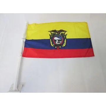 Drapeau de voiture EQUATEUR 45x30cm en maille bloquée - Carflag Í?QUATORIEN 30 x 45 cm