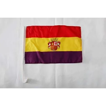 Drapeau de voiture Espagnol Républicain avec écusson 45x30cm - Carflag Espagne républicaine 30 x 45 cm