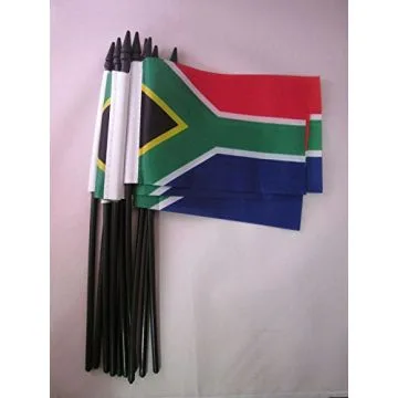 DRAPEAU AFRIQUE DU SUD 15x10cm avec HAMPE - LOT DE 10 DRAPEAUX SUD AFRICAIN 10 x 15 cm