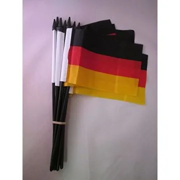 DRAPEAU ALLEMAGNE 15x10cm avec HAMPE - LOT DE 10 DRAPEAUX ALLEMAND 10 x 15 cm
