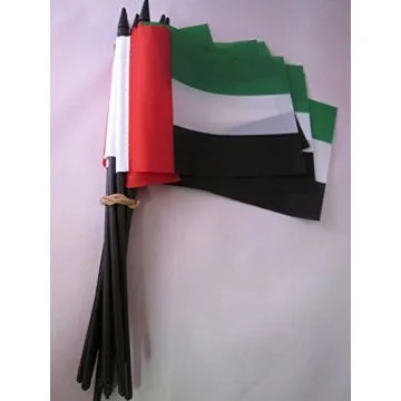 DRAPEAU EMIRATS ARABES UNIS 15x10cm avec HAMPE - LOT DE 10 DRAPEAUX ÉMIRATI 10 x 15 cm