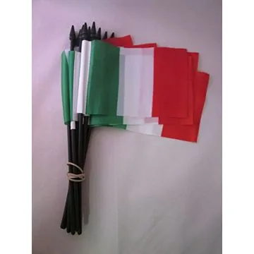 DRAPEAU ITALIE 15x10cm avec HAMPE - LOT DE 10 DRAPEAUX ITALIEN 10 x 15 cm