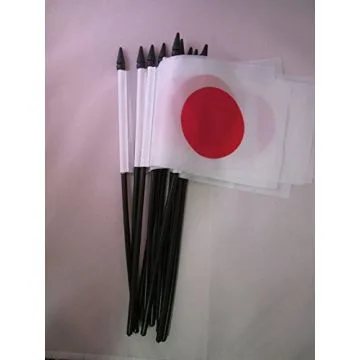 DRAPEAU JAPON 15x10cm avec HAMPE - LOT DE 10 DRAPEAUX JAPONAIS 10 x 15 cm