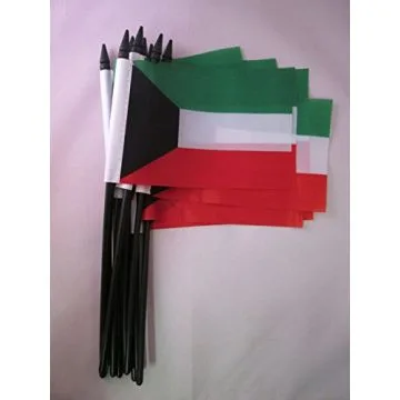 DRAPEAU KOWEÏT 15x10cm avec HAMPE - LOT DE 10 DRAPEAUX KOWEÏTIEN 10 x 15 cm