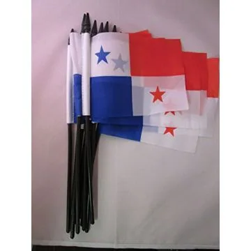 DRAPEAU PANAMA 15x10cm avec HAMPE - LOT DE 10 DRAPEAUX PANAMÉEN 10 x 15 cm