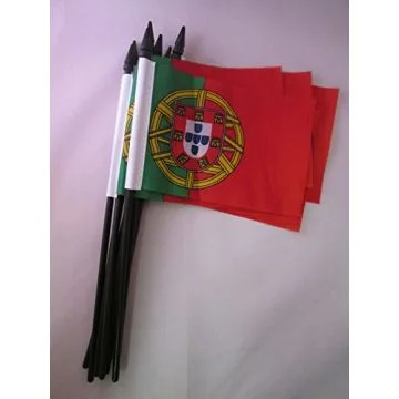 DRAPEAU PORTUGAL 15x10cm avec HAMPE - LOT DE 10 DRAPEAUX PORTUGAIS 10 x 15 cm