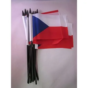 DRAPEAU RÉPUBLIQUE TCHÈQUE 15x10cm avec HAMPE - LOT DE 10 DRAPEAUX TCHÈQUE 10 x 15 cm