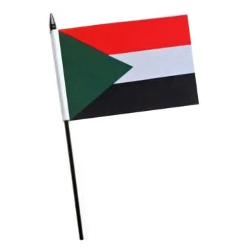 DRAPEAU SOUDAN 15x10cm avec HAMPE - LOT DE 10 DRAPEAUX SOUDANAIS 10 x 15 cm