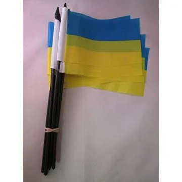 DRAPEAU UKRAINE 15x10cm avec HAMPE - LOT DE 10 DRAPEAUX UKRAINIEN 10 x 15 cm