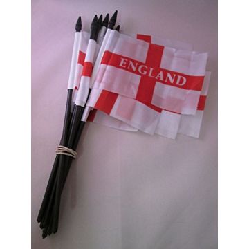 DRAPEAU ANGLETERRE 15x10cm avec HAMPE - LOT DE 10 DRAPEAUX ANGLAIS 10 x 15 cm
