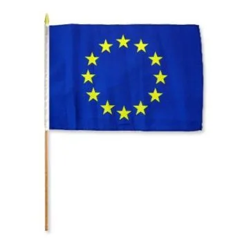 DRAPEAU EUROPE 45x30cm HAMPE en bois - LOT DE 10 DRAPEAUX EUROPÉEN 30 x 45 cm