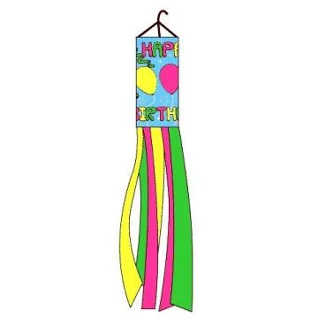 DRAPEAU MANCHE A AIR JOYEUX ANNIVERSAIRE AVEC BALLON 150cm - WINDSOCK HAPPY BIRTHDAY 150 cm