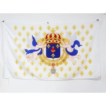 DRAPEAU ROYAUME DE FRANCE C?UR DE JÉSUS 90x60cm - DRAPEAU ROYALISTE ANCIEN RÉGIME SACRÉ C?UR - ROI 60 x 90 cm Fourreau pour hampe