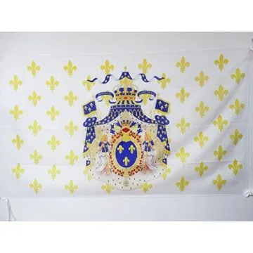 DRAPEAU ROYAUME DE FRANCE GRANDES ARMES 90x60cm - DRAPEAU ROYALISTE FLEUR DE LYS 60 x 90 cm Fourreau pour hampe