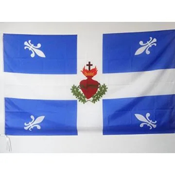 DRAPEAU QUÉBEC CARILLON SACRÉ C?UR 90x60cm - DRAPEAU QUÉBÉCOIS FLEUR DE LYS 60 x 90 cm Fourreau pour hampe