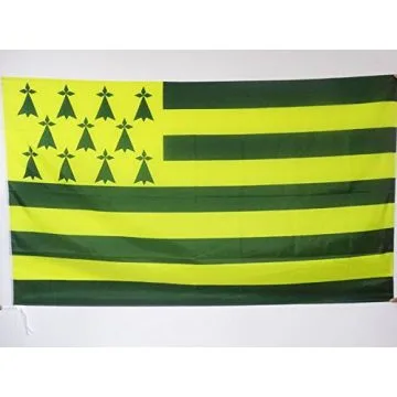 DRAPEAU BRETAGNE MELEN HA GWER 90x60cm - DRAPEAU BRETON JAUNE ET VERT - NANTES 60 x 90 cm Fourreau pour hampe