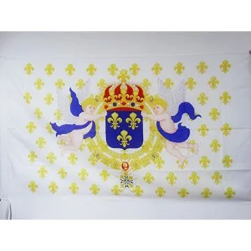 DRAPEAU ROI DE FRANCE FLEUR DE LYS 90x60cm - DRAPEAU ROYALISTE FRANÇAIS 60 x 90 cm Fourreau pour hampe