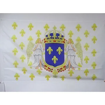 DRAPEAU ROYAUME DE FRANCE ANGES 90x60cm - DRAPEAU ROYALISTE FRANÇAIS FLEUR DE LYS 60 x 90 cm Fourreau pour hampe
