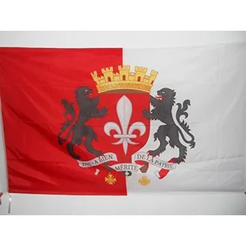 DRAPEAU LILLE AVEC ARMES 90x60cm - DRAPEAU LILLOIS AVEC ARMOIRIES 60 x 90 cm Fourreau pour hampe