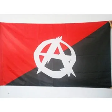 DRAPEAU ANARCHO-SYNDICALISME SYMBOLE 90x60cm - DRAPEAU ANARCHIQUE - ANARCHIE 60 x 90 cm Fourreau pour hampe