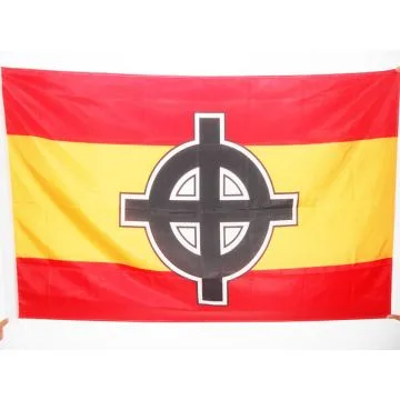 DRAPEAU ESPAGNE CROIX CELTIQUE 90x60cm - DRAPEAU NATIONALISTE ESPAGNOL 60 x 90 cm Fourreau pour hampe