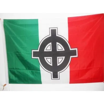DRAPEAU ITALIE CROIX CELTIQUE 90x60cm - DRAPEAU NATIONALISTE ITALIEN 60 x 90 cm Fourreau pour hampe