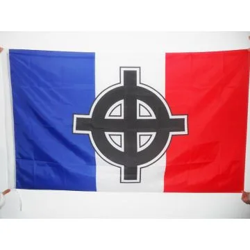 DRAPEAU FRANCE CROIX CELTIQUE 90x60cm - DRAPEAU NATIONALISTE FRANÇAIS 60 x 90 cm Fourreau pour hampe
