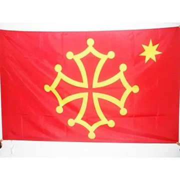 DRAPEAU OCCITANIE AVEC ÉTOILE 90x60cm - DRAPEAU OCCITAN - FRANCE 60 x 90 cm Fourreau pour hampe