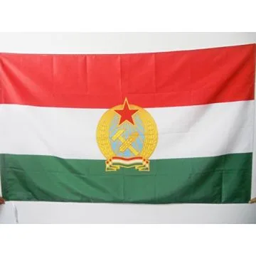 DRAPEAU RÉPUBLIQUE POPULAIRE DE HONGRIE (1949-1956) 90x60cm - DRAPEAU HONGROIS COMMUNISTE - RAKOSI 60 x 90 cm Fourreau pour hampe