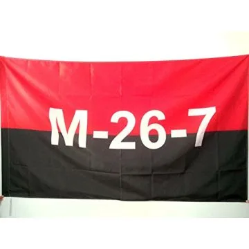 DRAPEAU CUBA MOUVEMENT DU 26 JUILLET 90x60cm - DRAPEAU M-26-7 - FIDEL CASTRO 60 x 90 cm Fourreau pour hampe