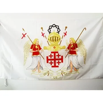 DRAPEAU ORDRE ÉQUESTRE SAINT-SÉPULCRE DE JÉRUSALEM 90x60cm - DRAPEAU CHRÉTIEN 60 x 90 cm Fourreau pour hampe