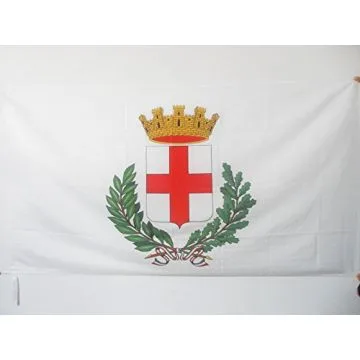 DRAPEAU VILLE DE MILAN AVEC ARMES 90x60cm - DRAPEAU MILANAIS - MILANO 60 x 90 cm Fourreau pour hampe