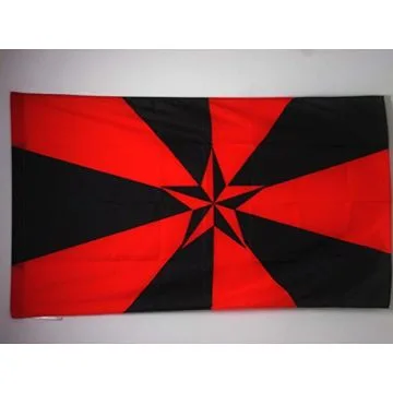 DRAPEAU ANARCHIE ETOILE 3D 90x60cm - DRAPEAU ANARCHIQUE 60 x 90 cm Fourreau pour hampe