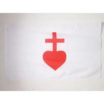 DRAPEAU SACRÍ? COEUR DE JÍ?SUS 90x60cm - DRAPEAU CATHOLIQUE 60 x 90 cm Fourreau pour hampe