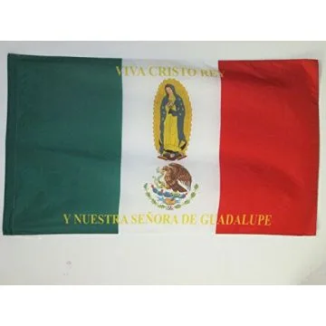 DRAPEAU MEXIQUE VIVA CRISTO REY 90x60cm - DRAPEAU CRISTEROS MEXICAIN 60 x 90 cm Fourreau pour hampe