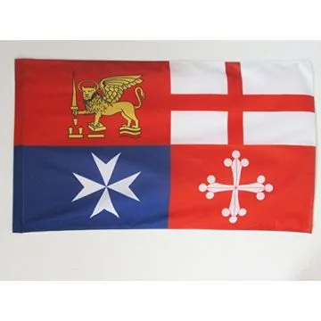 DRAPEAU ITALIE 4 RÍ?PUBLIQUES MARITIMES 90x60cm - DRAPEAU NAVAL ITALIEN 60 x 90 cm Fourreau pour hampe