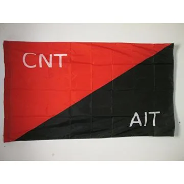 DRAPEAU MILICES CONFÍ?DÍ?RALES DE LA CNT-FAI D\'ESPAGNE 90x60cm - DRAPEAU GUERRE D\'ESPAGNE 60 x 90 cm Fourreau pour hampe