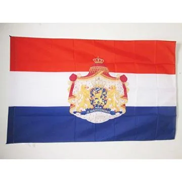 DRAPEAU PAYS-BAS AVEC ARMES 90x60cm - DRAPEAU HOLLANDAIS AVEC ARMOIRIES 60 x 90 cm Fourreau pour hampe