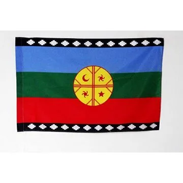 Drapeau Mapuches du Chili 90x60cm - Drapeau amérindien Mapudungun 60 x 90 cm Fourreau pour hampe