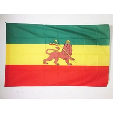 DRAPEAU ETHIOPIE 1897-1974 90x60cm - DRAPEAU Í?THIOPIEN AVEC LION 60 x 90 cm Fourreau pour hampe