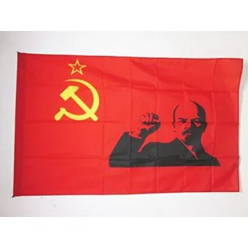 DRAPEAU URSS AVEC LÍ?NINE POING LEVÍ? 90x60cm - DRAPEAU COMMUNISTE LENINIEN - LÍ?NINISME 60 x 90 cm Fourreau pour hampe
