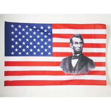 DRAPEAU ETATS-UNIS AVEC ABRAHAM LINCOLN 90x60cm - DRAPEAU AMÍ?RICAIN HISTORIQUE 60 x 90 cm Fourreau pour hampe