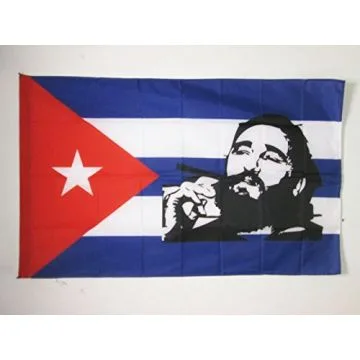 DRAPEAU CUBA AVEC FIDEL CASTRO 90x60cm - DRAPEAU CUBAIN 60 x 90 cm Fourreau pour hampe