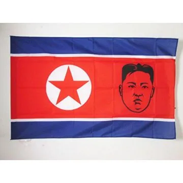 DRAPEAU CORÍ?E DU NORD AVEC KIM JONG-UN 90x60cm - DRAPEAU NORD-CORÍ?EN 60 x 90 cm Fourreau pour hampe