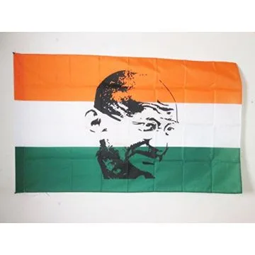 DRAPEAU INDE AVEC GHANDI 90x60cm - DRAPEAU INDIEN 60 x 90 cm Fourreau pour hampe
